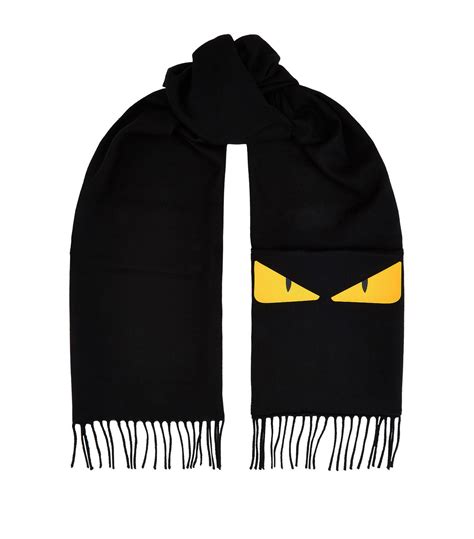 fendi fxs124|FENDI FXS124 monster With zipper Scarf wool Black/yellow.